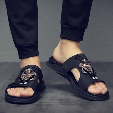 Summer Men's Embroidered Cloth Surface Sandals Open Toe